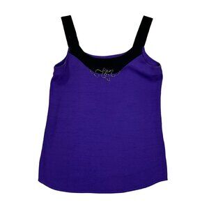Carole Little Purple Black Rayon Blend Beaded Tank Top Size 4